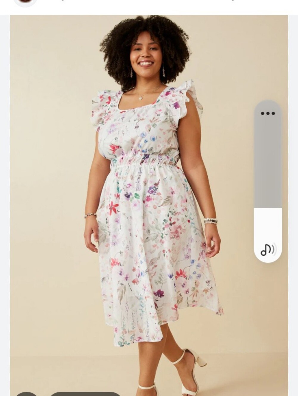 Hayden Womens Floral Ruffled Midi Dress in White Floral Size 2XL